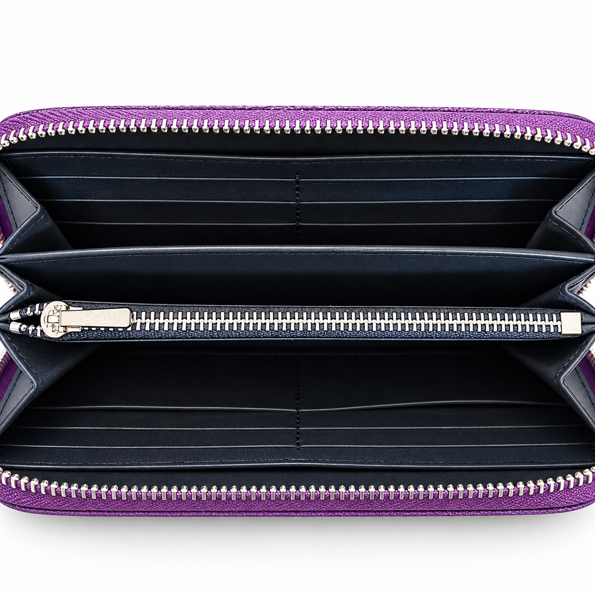 Coach Signature Zip Around Wallet Purple Wristlet Leather Women's Clutch New