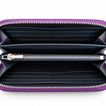 Coach Signature Zip Around Wallet Purple Wristlet Leather Women's Clutch New