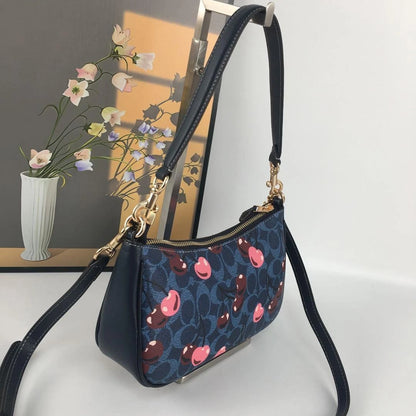 Coach Teri Shoulder Crossbody Bag – Denim Signature Canvas Cherry Print CY694