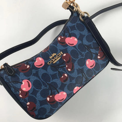 Coach Teri Shoulder Crossbody Bag – Denim Signature Canvas Cherry Print CY694