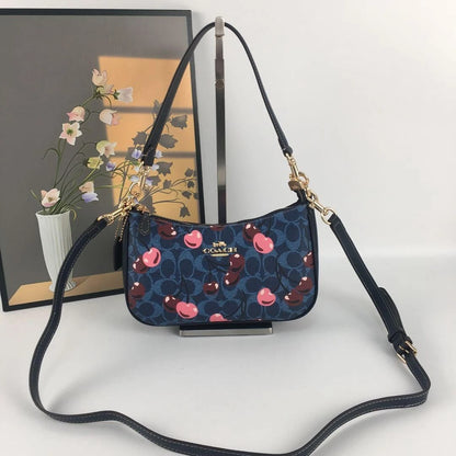 Coach Teri Shoulder Crossbody Bag – Denim Signature Canvas Cherry Print CY694
